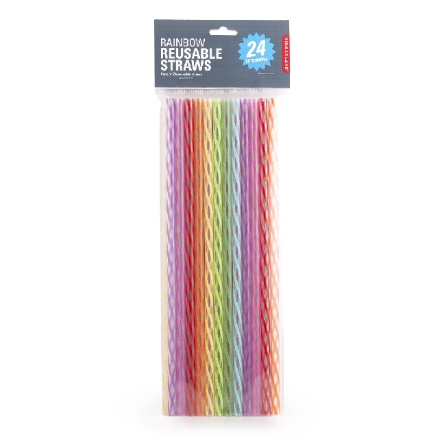 Rainbow Reusable Straws S/24 11" main product photo