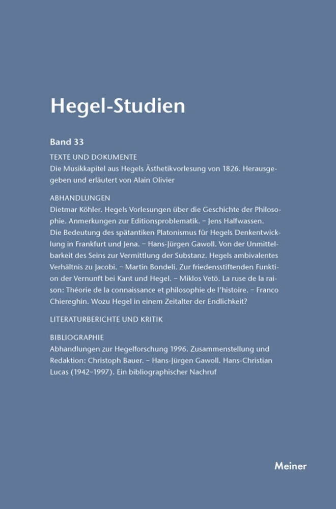 Hegel-Studien Band 33 main product photo