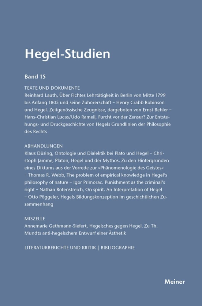 Hegel-Studien Band 15 main product photo