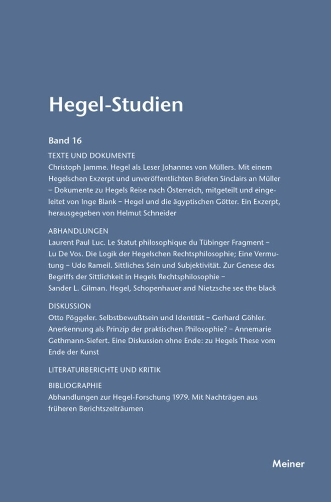 Hegel-Studien Band 16 main product photo