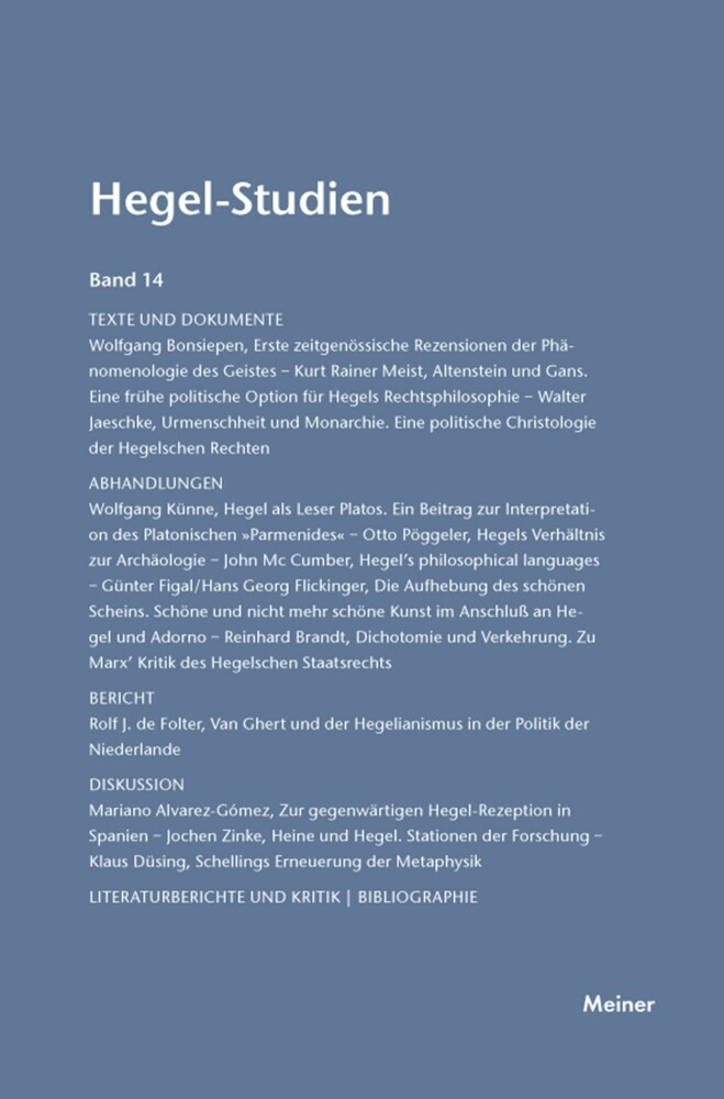 Hegel-Studien Band 14 main product photo