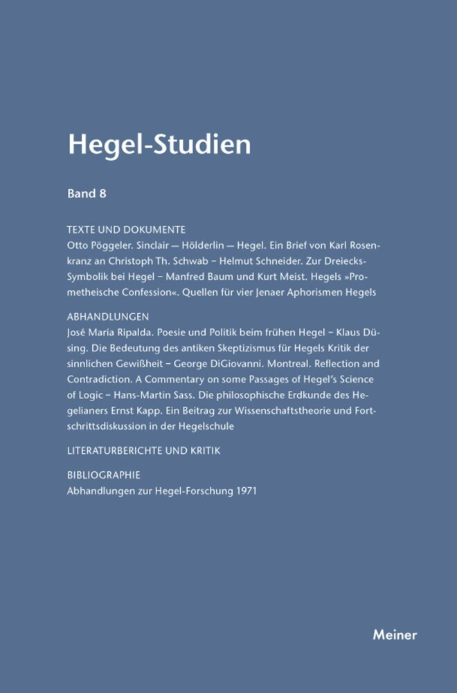 Hegel-Studien Band 8 main product photo