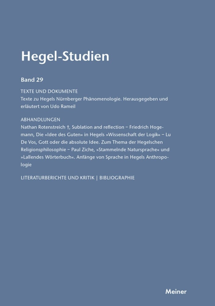 Hegel-Studien Band 29 main product photo