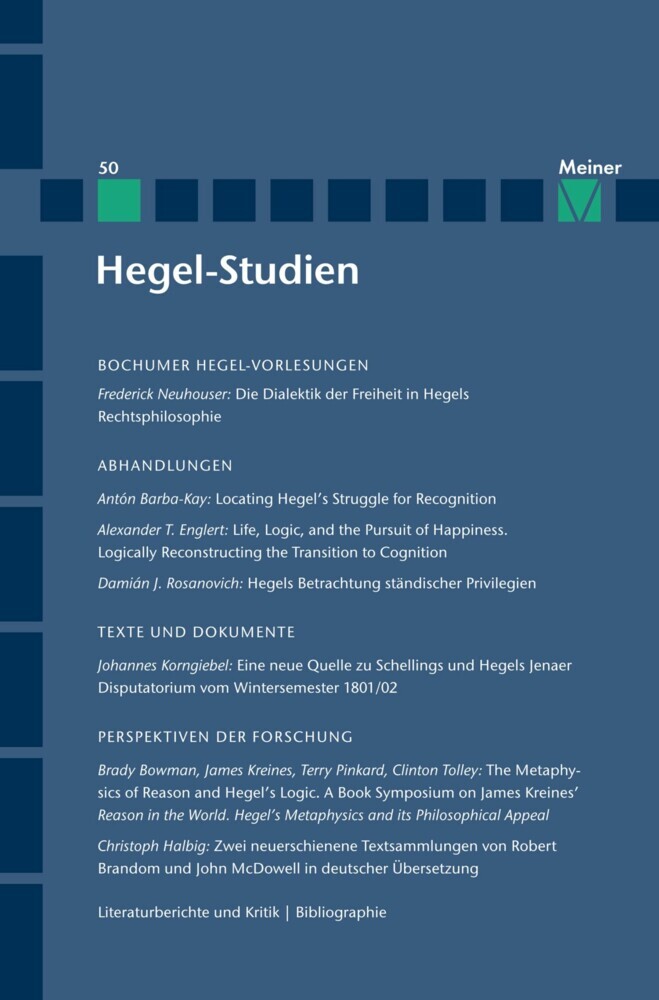 Hegel-Studien Band 50 main product photo