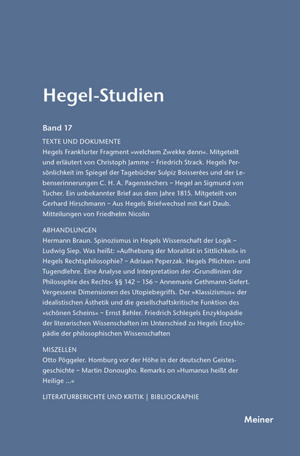 Hegel-Studien Band 17 main product photo