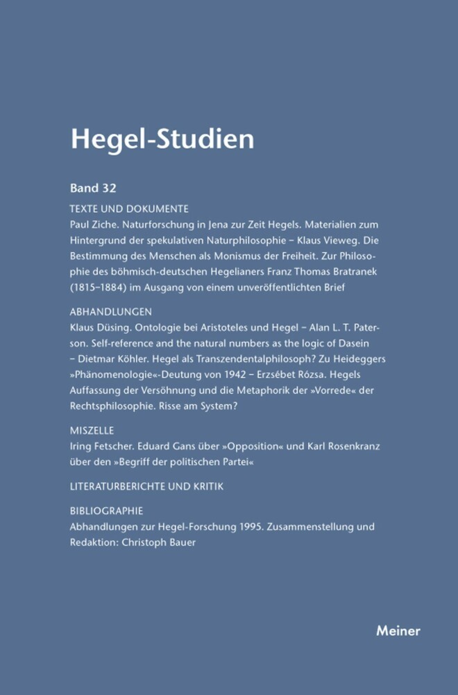 Hegel-Studien Band 32 main product photo