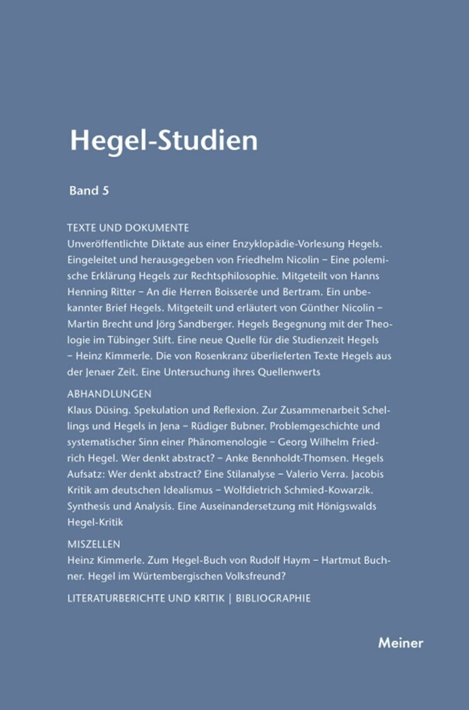 Hegel-Studien Band 5 main product photo