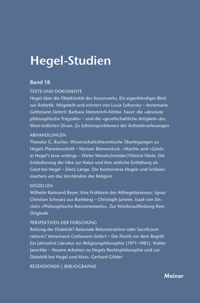 Hegel-Studien Band 18 main product photo