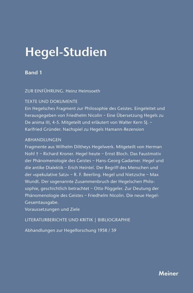 Hegel-Studien Band 1 main product photo
