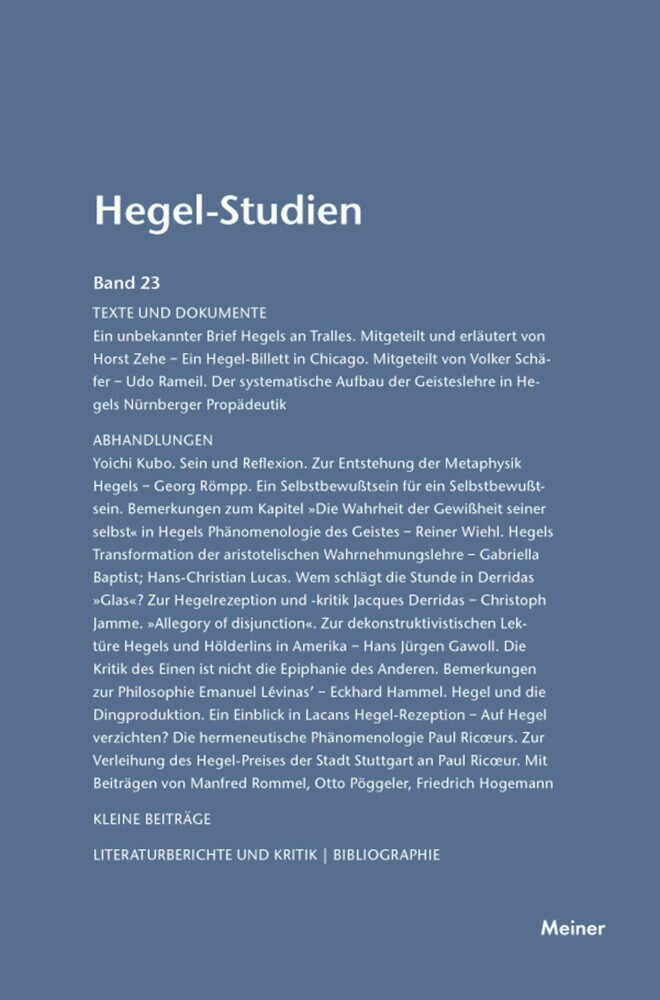 Hegel-Studien Band 23 main product photo