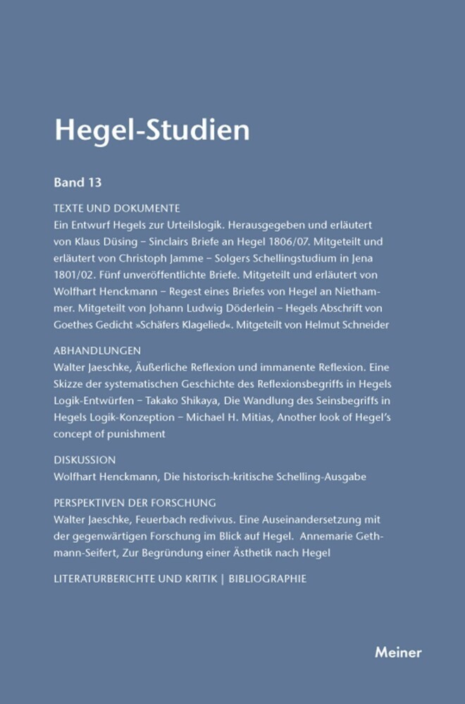 Hegel-Studien Band 13 main product photo