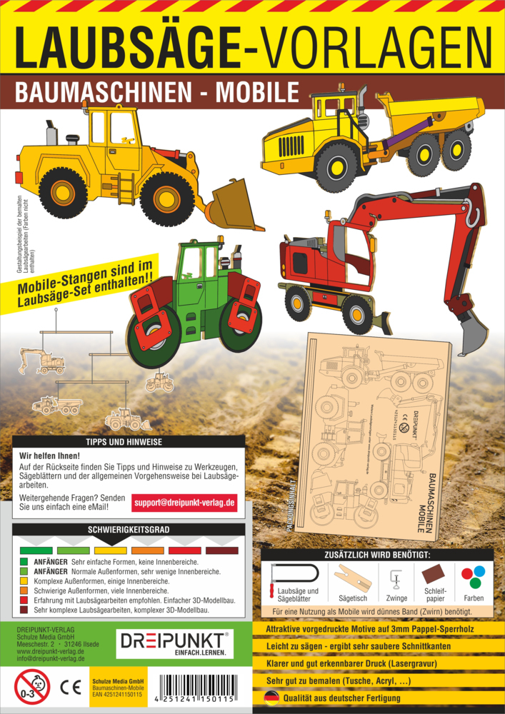 Laubsäge-Vorlagen Baumaschinen - Mobile main product photo