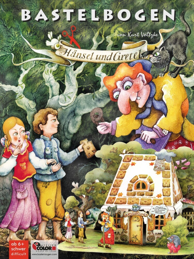 Hänsel und Gretel bei der Hexe Bastelbogen Lebkuchenhaus main product photo