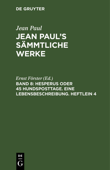 Hesperus oder 45 Hundsposttage. Eine Lebensbeschreibung. Heftlein 4 main product photo