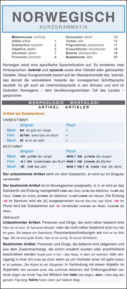 Leporello: Norwegisch Kurzgrammatik - Die komplette Grammatik im Überblick main product photo