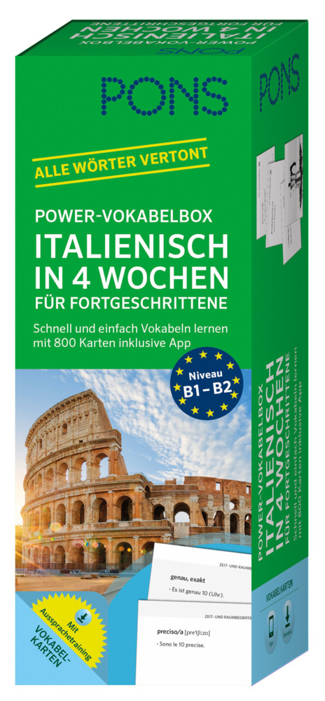 PONS Power-Vokabelbox Italienisch in 4 Wochen für Fortgeschrittene main product photo