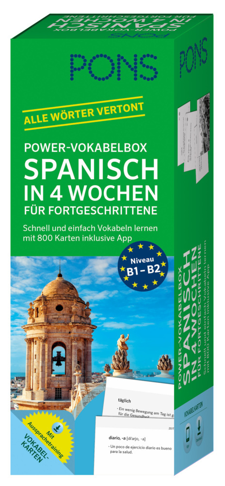 PONS Power-Vokabelbox Spanisch in 4 Wochen für Fortgeschrittene main product photo