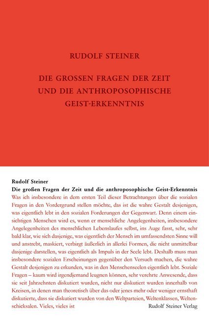 Die großen Fragen der Zeit und die anthroposophische Geist-Erkenntnis main product photo