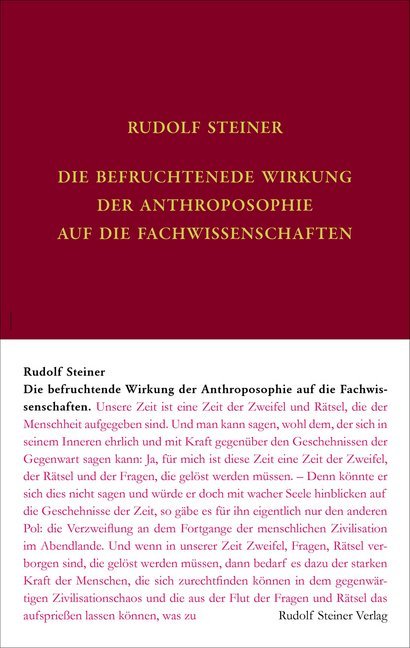 Die befruchtende Wirkung der Anthroposophie auf die Fachwissenschaften main product photo