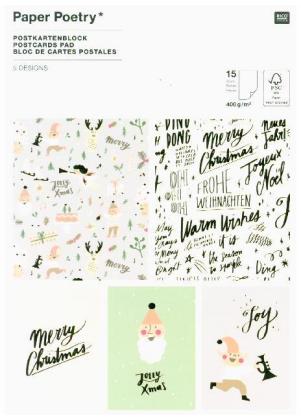 Postkartenblock, Jolly Christmas, Pastell
