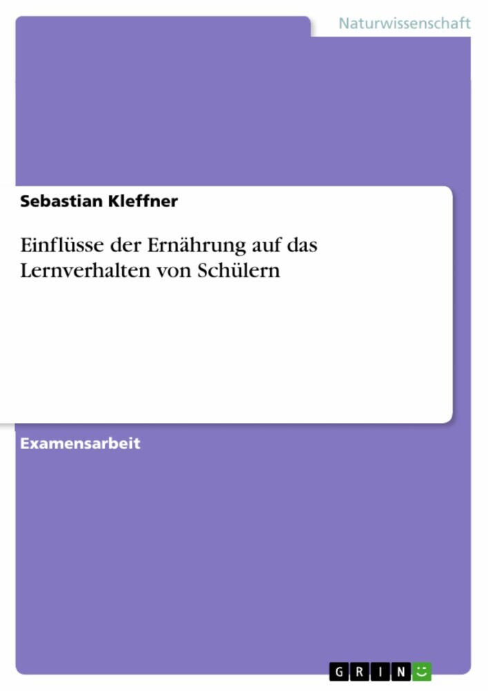 Einflüsse der Ernährung auf das Lernverhalten von Schülern main product photo