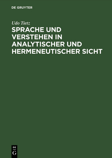 Sprache und Verstehen in analytischer und hermeneutischer Sicht main product photo