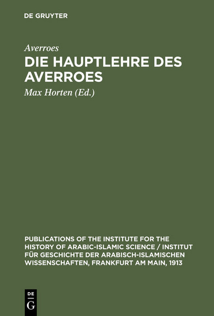 Die Hauptlehre des Averroes main product photo