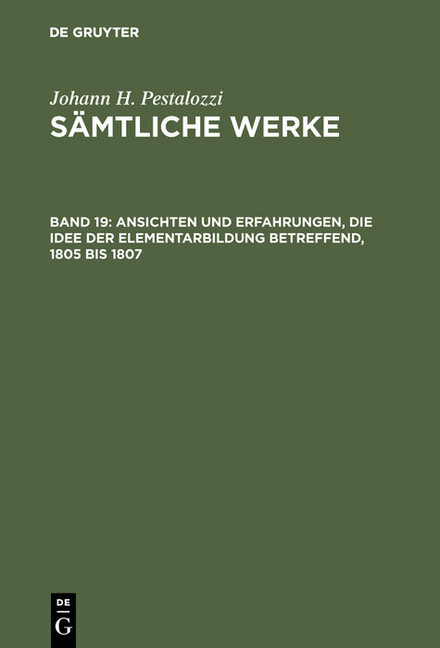 Ansichten und Erfahrungen, die Idee der Elementarbildung betreffend, 1805 bis 1807 main product photo