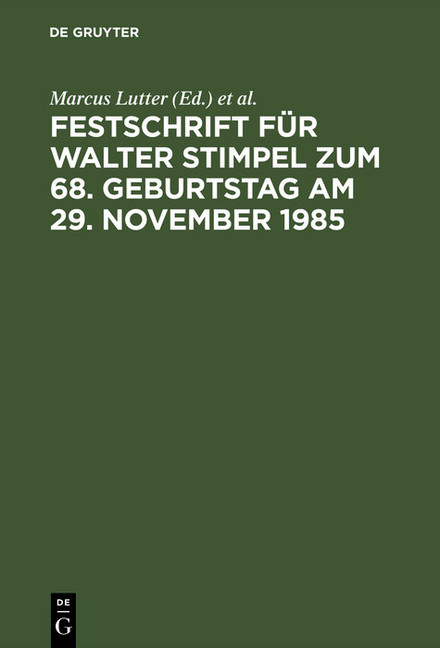 Festschrift für Walter Stimpel zum 68. Geburtstag am 29. November 1985 main product photo