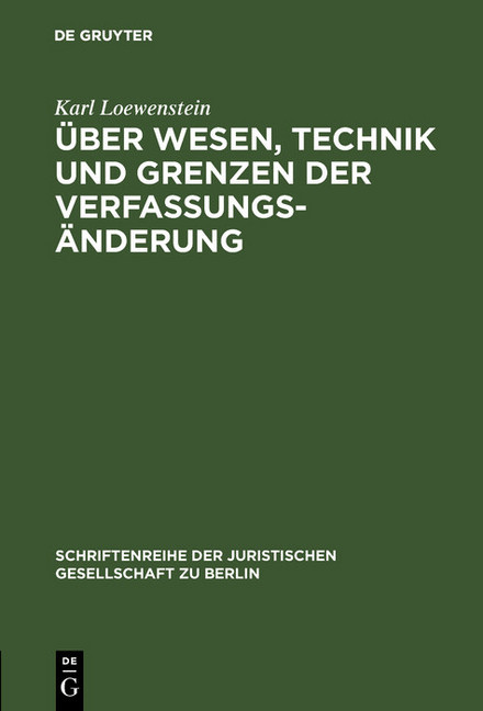 Über Wesen, Technik und Grenzen der Verfassungsänderung main product photo