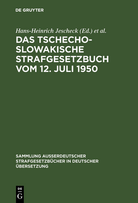 Das Tschechoslowakische Strafgesetzbuch vom 12. Juli 1950 main product photo