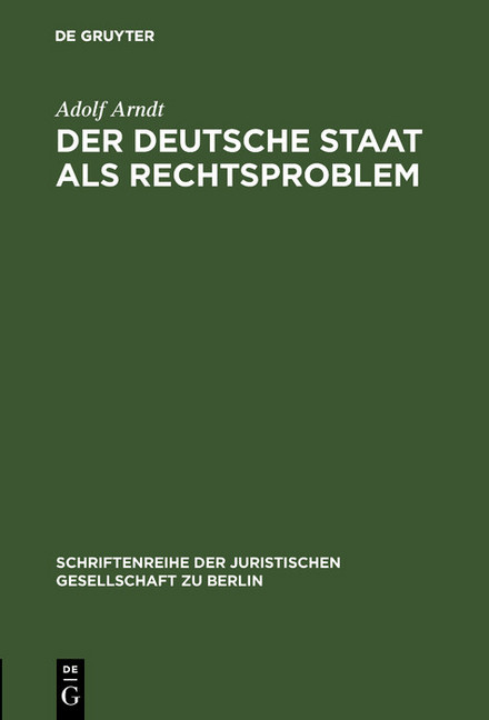 Der deutsche Staat als Rechtsproblem main product photo
