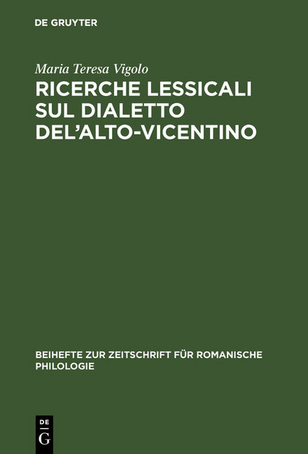 Ricerche lessicali sul dialetto del'Alto-Vicentino main product photo