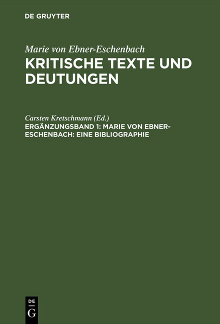 Marie von Ebner-Eschenbach: Eine Bibliographie main product photo