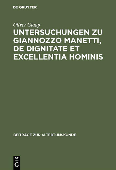 Untersuchungen zu Giannozzo Manetti, De dignitate et excellentia hominis main product photo