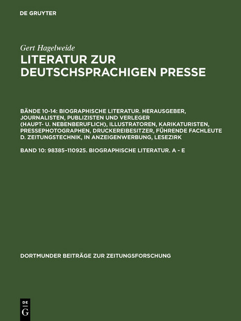 98385-110925. Biographische Literatur. A - E main product photo