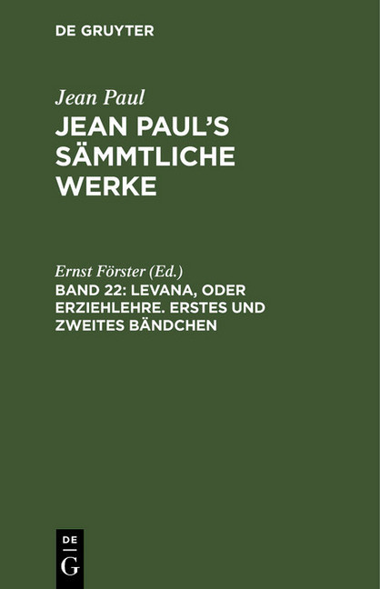 Levana, oder Erziehlehre. Erstes und zweites Bändchen main product photo