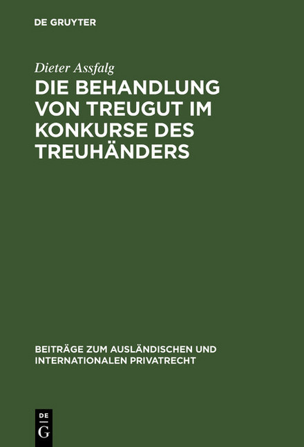 Die Behandlung von Treugut im Konkurse des Treuhänders main product photo