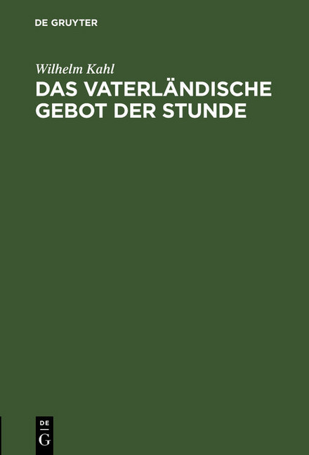Das vaterländische Gebot der Stunde main product photo