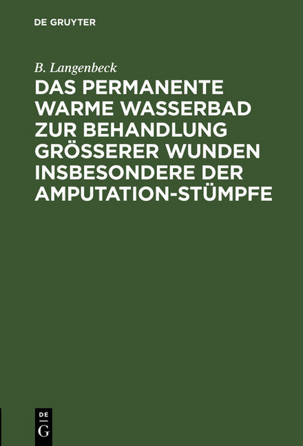 Das permanente warme Wasserbad zur Behandlung grösserer Wunden insbesondere der Amputation-stümpfe main product photo