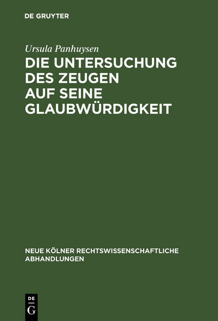 Die Untersuchung des Zeugen auf seine Glaubwürdigkeit main product photo
