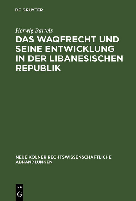 Das Waqfrecht und seine Entwicklung in der libanesischen Republik main product photo