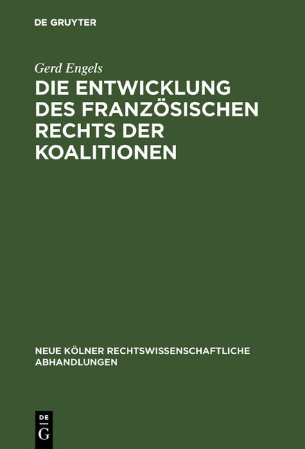 Die Entwicklung des französischen Rechts der Koalitionen main product photo