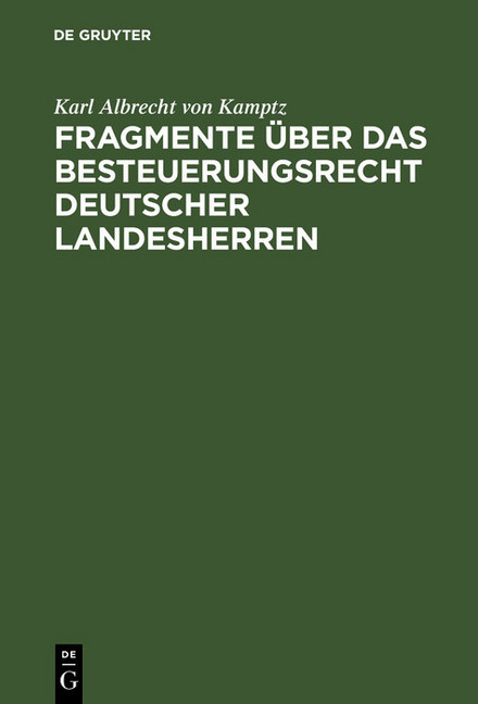 Fragmente über das Besteuerungsrecht deutscher Landesherren main product photo