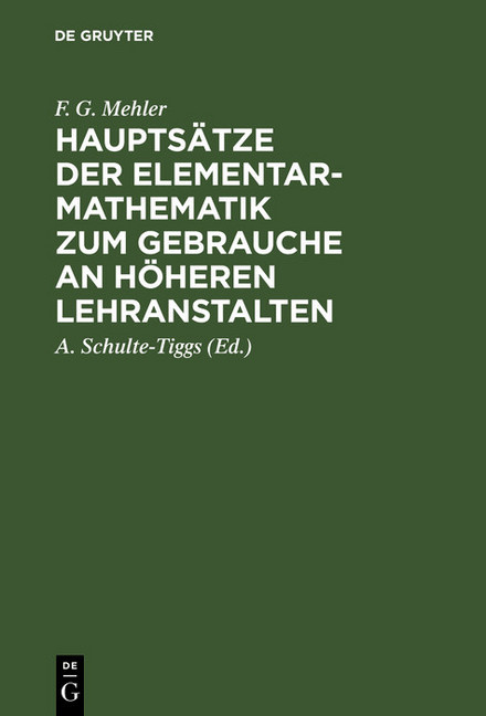 Hauptsätze der Elementar-Mathematik zum Gebrauche an höheren Lehranstalten main product photo