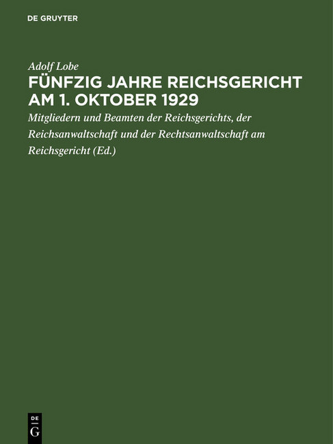 Fünfzig Jahre Reichsgericht am 1. Oktober 1929 main product photo