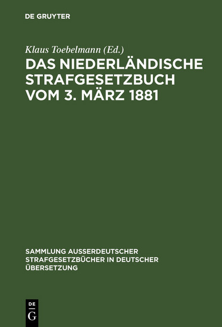Das niederländische Strafgesetzbuch vom 3. März 1881 main product photo