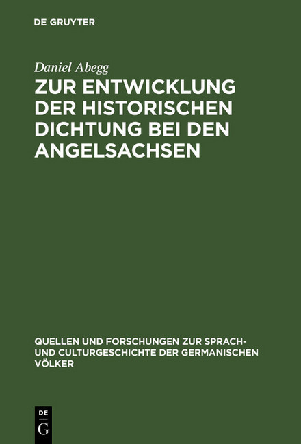 Zur Entwicklung der historischen Dichtung bei den Angelsachsen main product photo