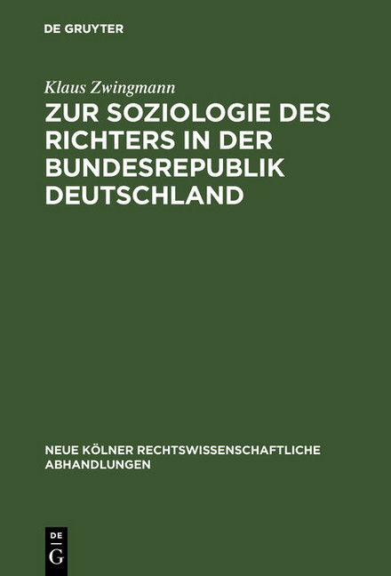 Zur Soziologie des Richters in der Bundesrepublik Deutschland main product photo