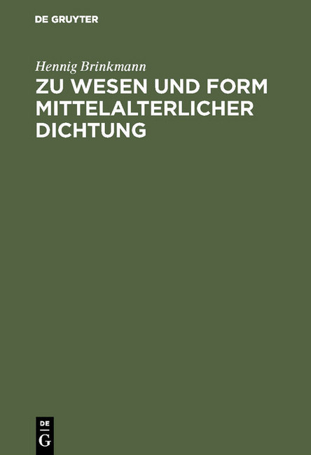 Zu Wesen und Form mittelalterlicher Dichtung main product photo
